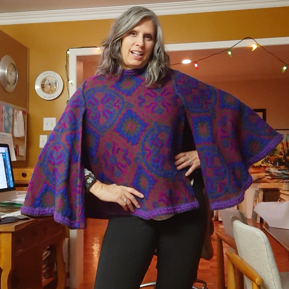 Vintage cape Upholstery  Colorful Med.